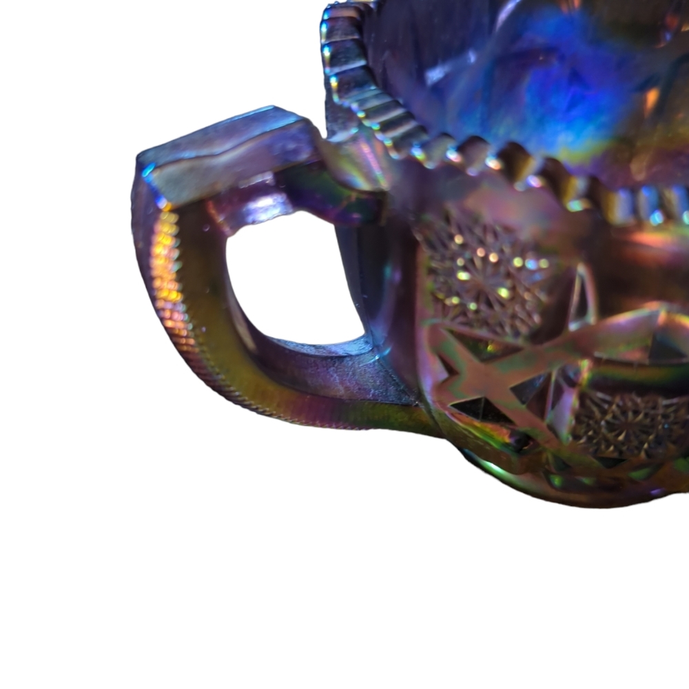 Vintage Westmoreland Glass Quilt Pattern Amethyst Creamer pitcher handle - Picture 4 of 7